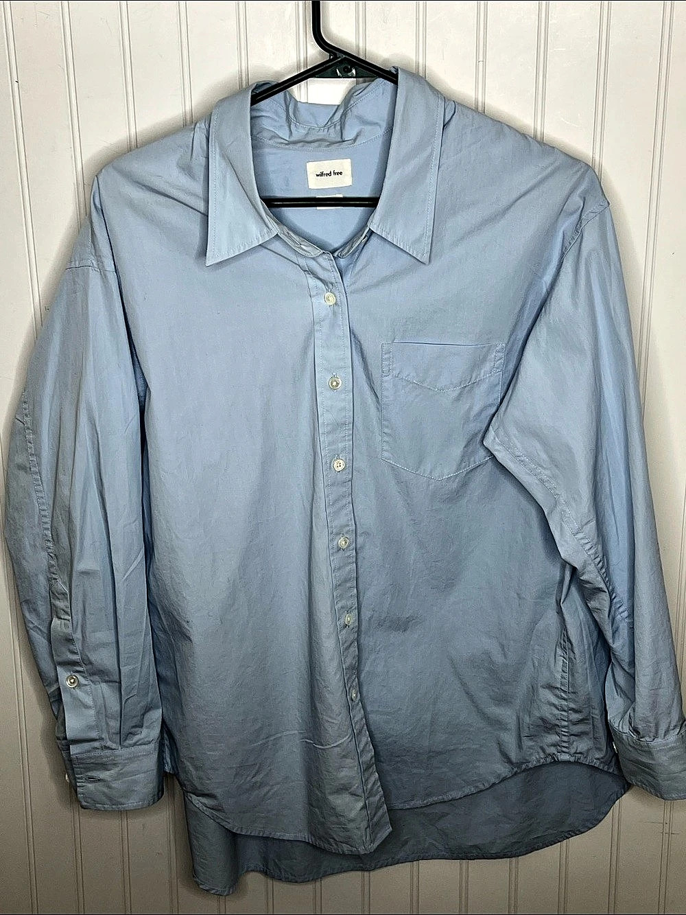 wilfred free Relaxed Poplin Shirt Cotton Button Down Blue 2XS